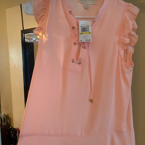 Michael Kors Ruffled Lace Up Top in “Dusty Coral” size medium - Picture 5 of 5